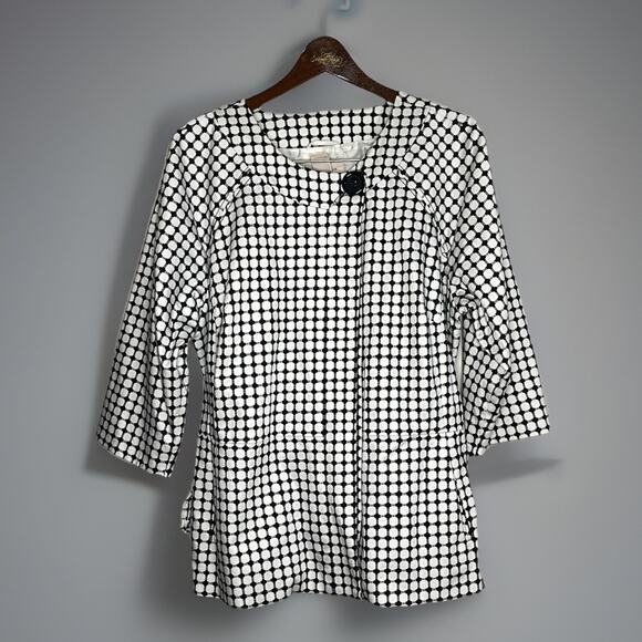 Covington Geometric Print Jacket Black White‎ Snap Belt Wrap Waist Women XL Chic - Picture 4 of 8